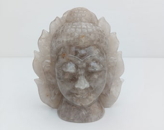 Hand Carved Smokey Quartz Buddha Statue, Crystal Idol
