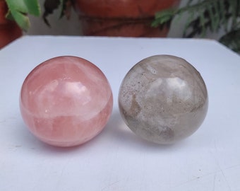 Rose quarts ball.pink quarts ball. Metaphysical ball. Smokey ball.goodluck ball.heailing ball.crystal ball.gemstone ball.rosequartz crystal.