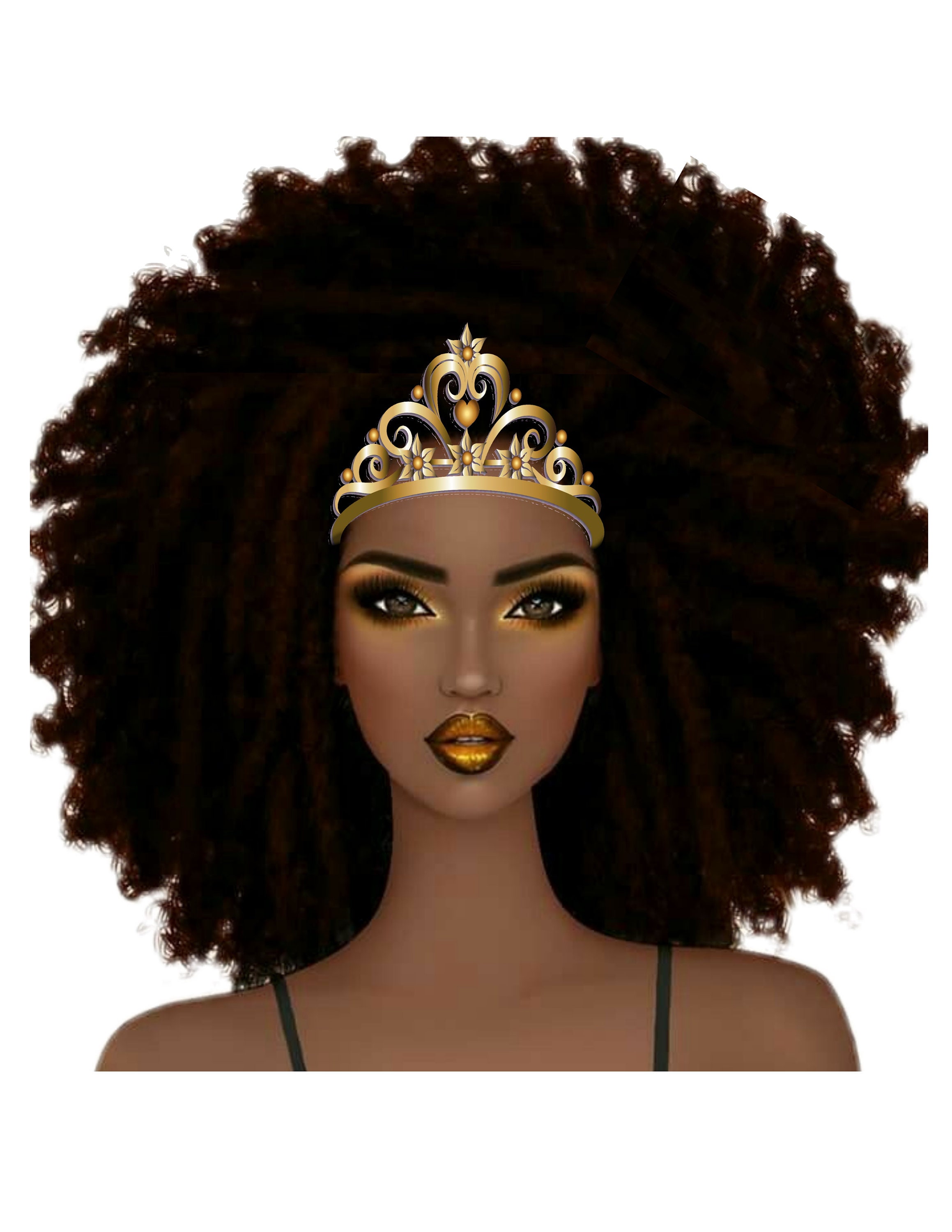 Pretty Afro Woman Clipart Crown Beautiful Black Woman Etsy