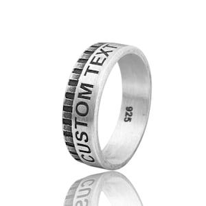 Sterling Silver Personalized Ring – Custom Engraved Coin Edge Band