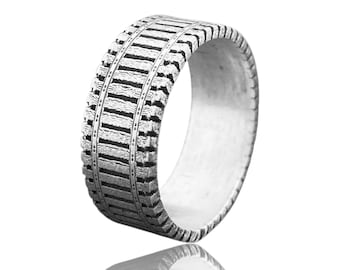Handmade Sterling Silver Ring for Men – Oxidized Carved Band