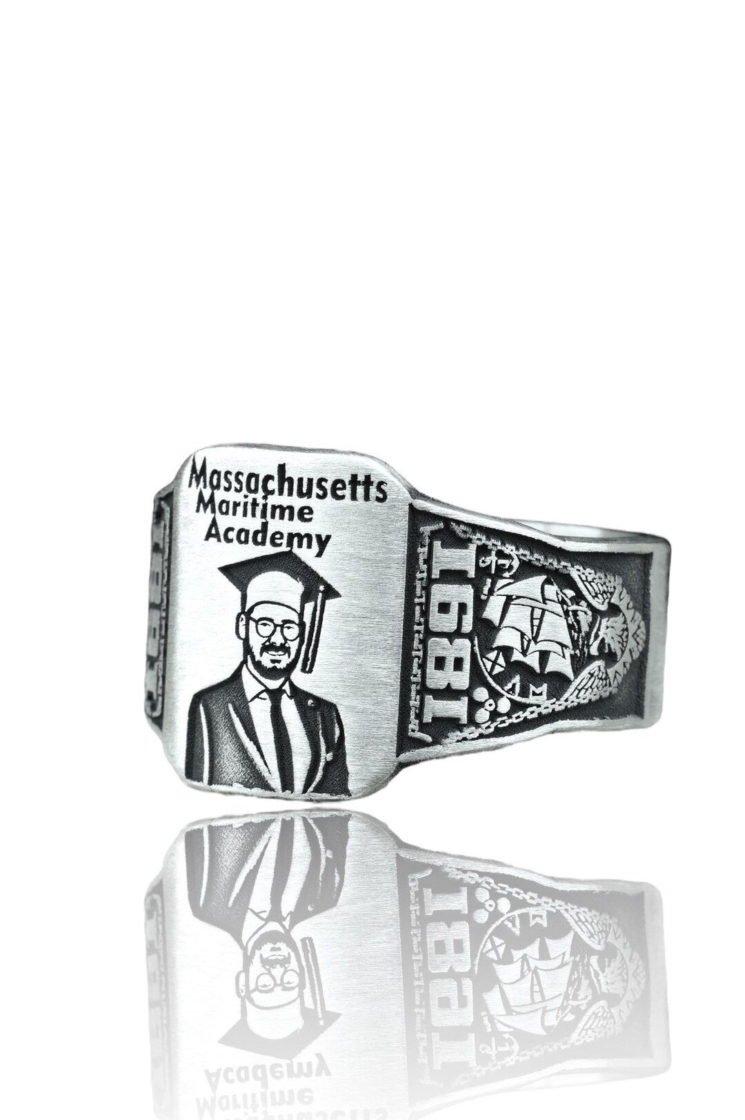 Custom Graduation Silver Ring for Men – Personalized College Class Ring ...