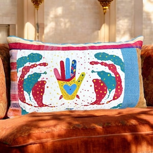 Hand-painted pillow | Moroccan artisan | From US Seller