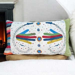 Hand-painted pillow | Moroccan artisan | From US Seller