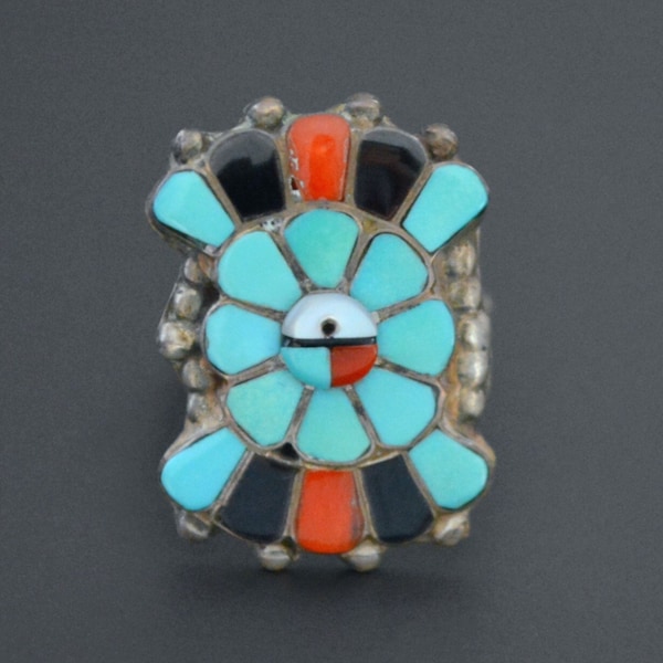 Zuni Sunface Multistone Ring - Size 6.5