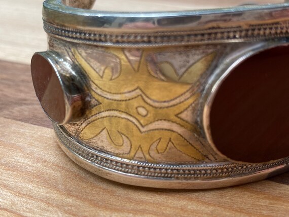 Antique Turkish  Tribal Silver and Carnelian Cuff - image 3