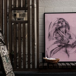 Trapped in Time, Charcoal on canvas, 100 x 80 cm, 2021, Wall decor aesthetic, Wall art, painting modern