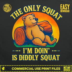 Funny Lazy Bear PNG: Printable Clipart for Mugs & T-shirts (Digital Download)
