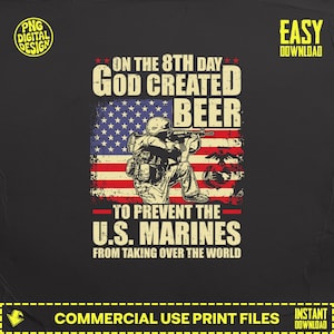 US Marines Beer PNG: Funny Patriotic Military Design (Digital Download, Commercial Use Allowed)