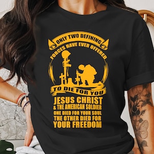 Amerikaanse soldaat en Jezus Christus PNG: patriottische herdenkingskunst (digitale download)