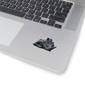 Rhino sticker, wilde dieren van Afrika, dierentuin dieren, foto stickers, laptop sticker afbeelding 2