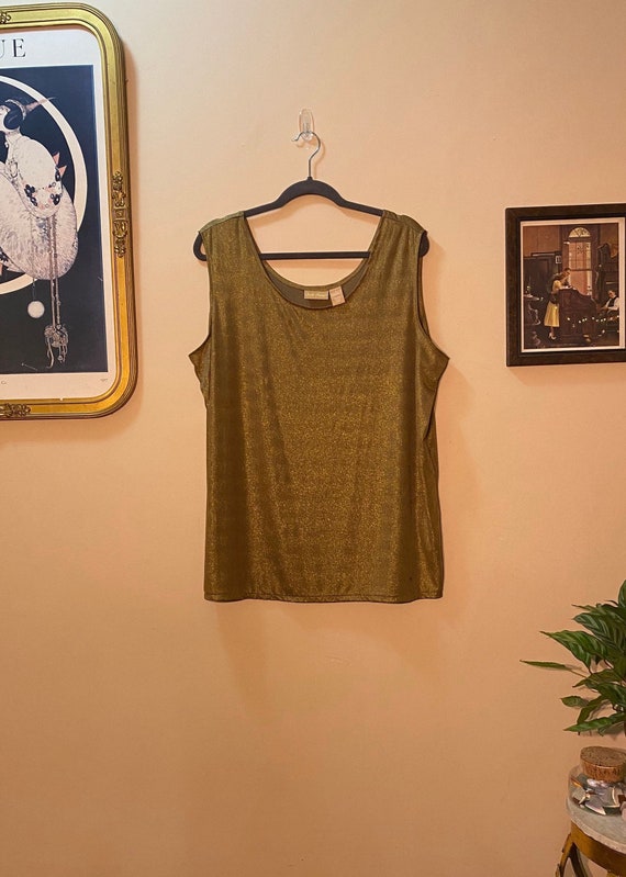 Gold shimmer PLUS SIZE vintage tank top