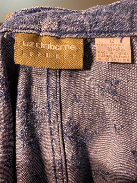 Liz Claiborne Lizwear denim floral embroidered sk… - image 6