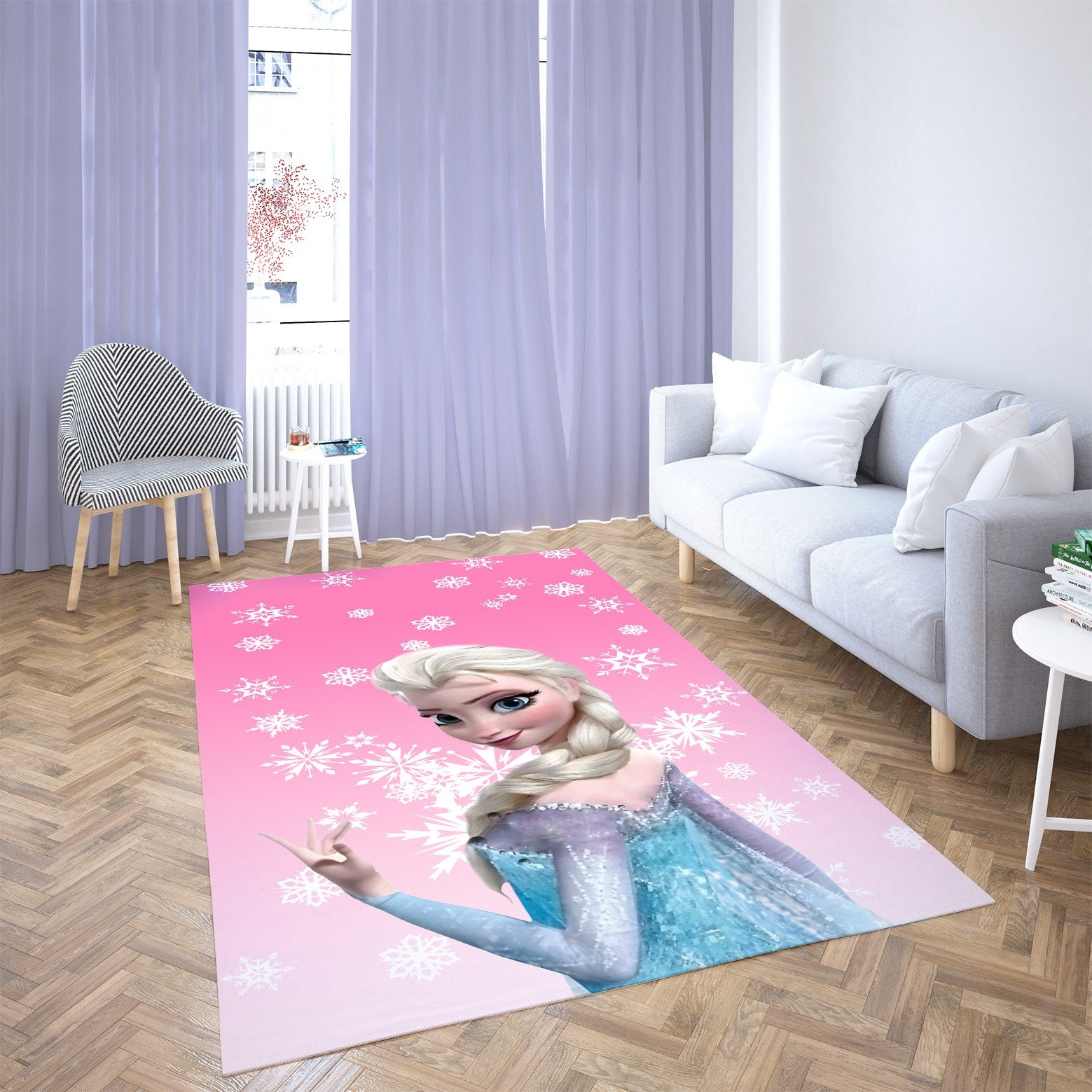 Discover Adorable Cartoon Pattern Girl Personalized Kids Room Rug - Anti-Allergic and Customized for Baby Nursery Room with Non-Slip Backing