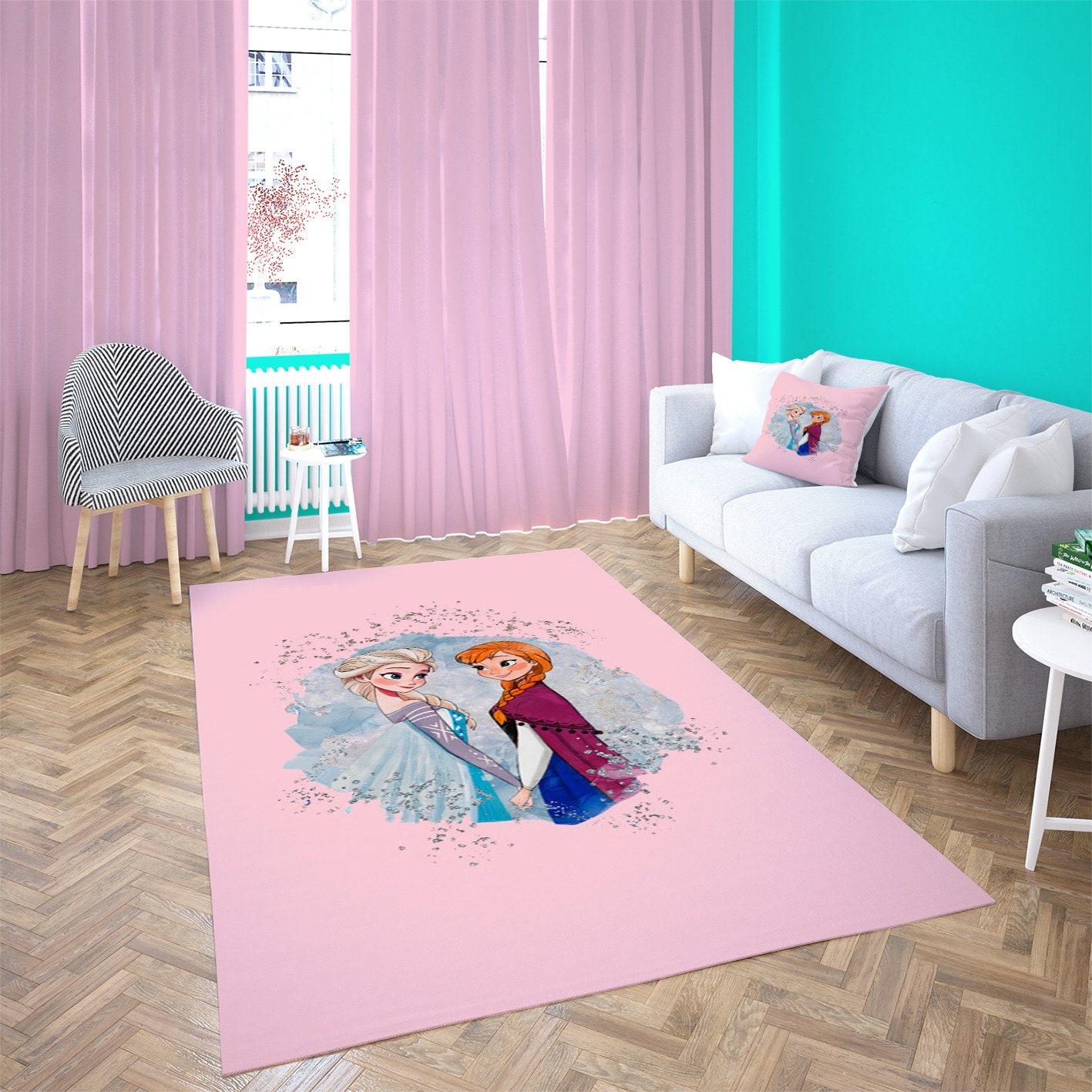 Discover Adorable Cartoon Pattern Girl Personalized Kids Room Rug - Anti-Allergic and Customized for Baby Nursery Room with Non-Slip Backing