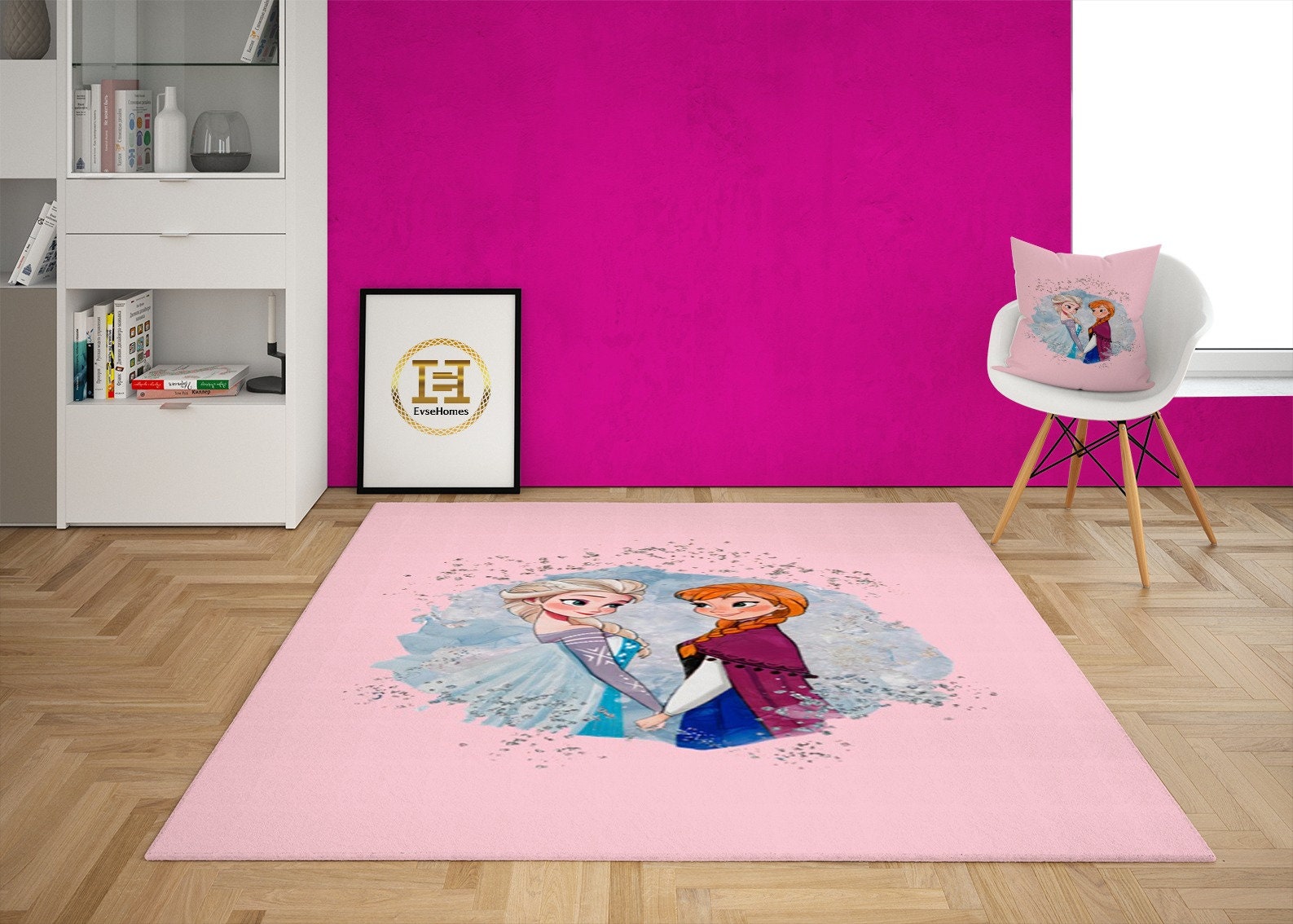 Discover Adorable Cartoon Pattern Girl Personalized Kids Room Rug - Anti-Allergic and Customized for Baby Nursery Room with Non-Slip Backing