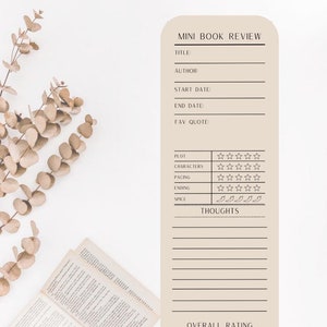 Mini Book Review Bookmark | Book Tracker