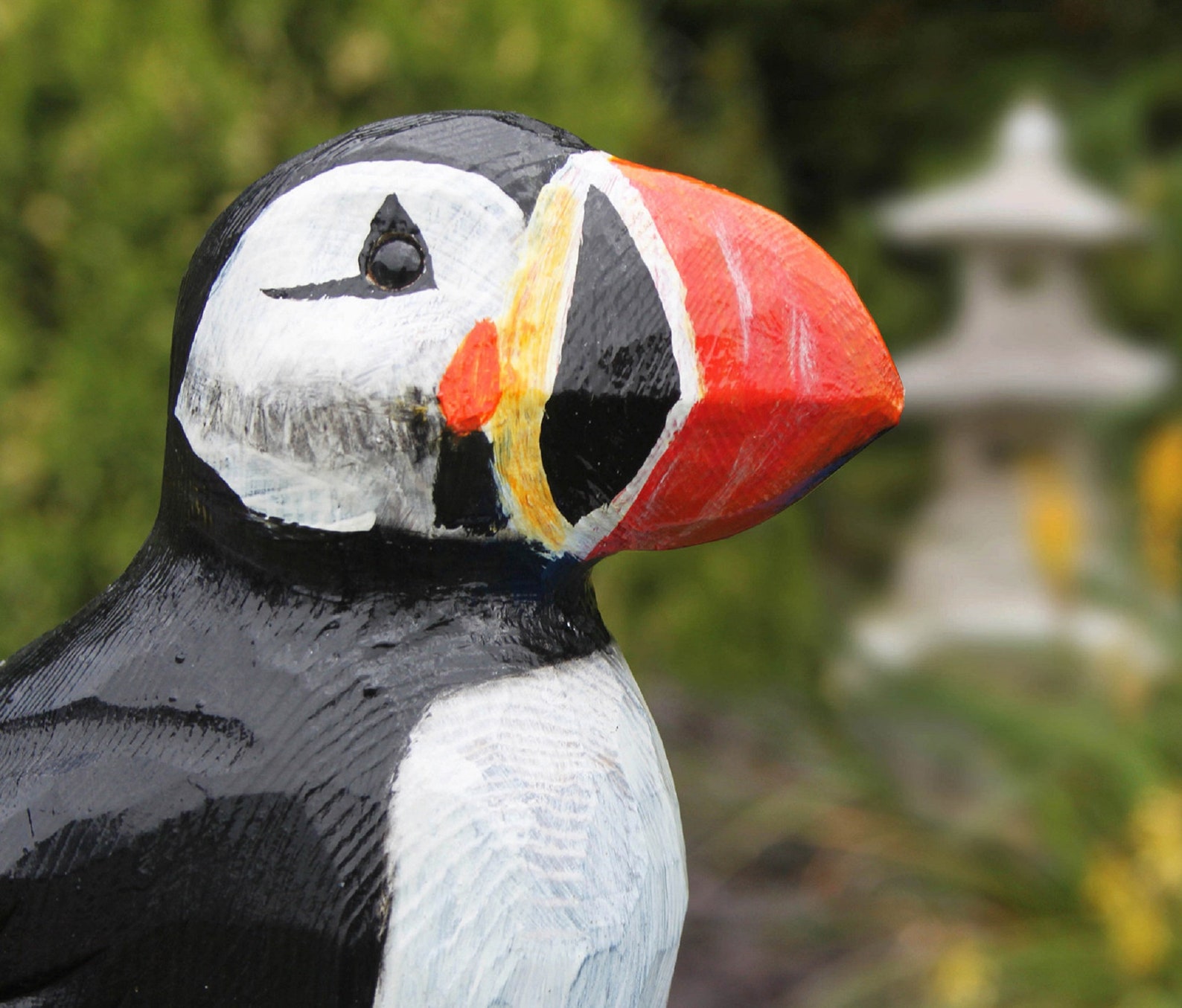 Hand Carved Wooden Puffin Garden Sculpture Ideal Gift Etsy
