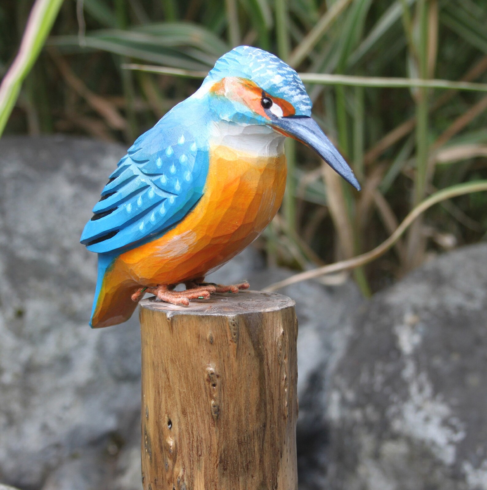 Hand Carved Wooden Kingfisher Garden Sculpture Ideal Gift Etsy