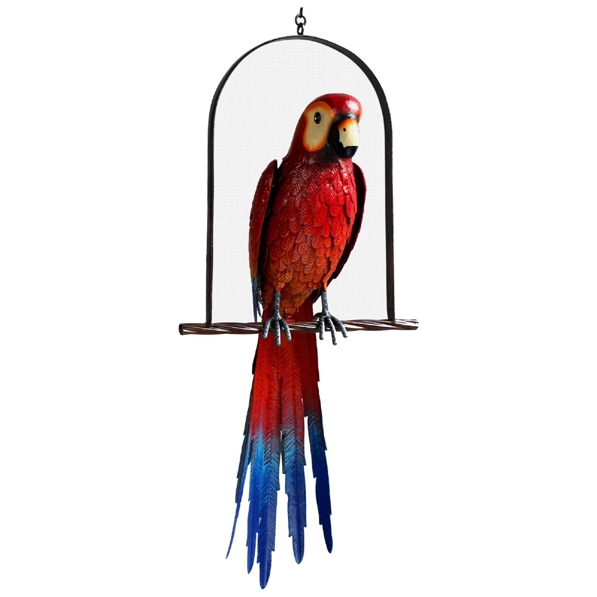 Metal Scarlet Macaw Parrot on Perch Hand Crafted Garden Etsy