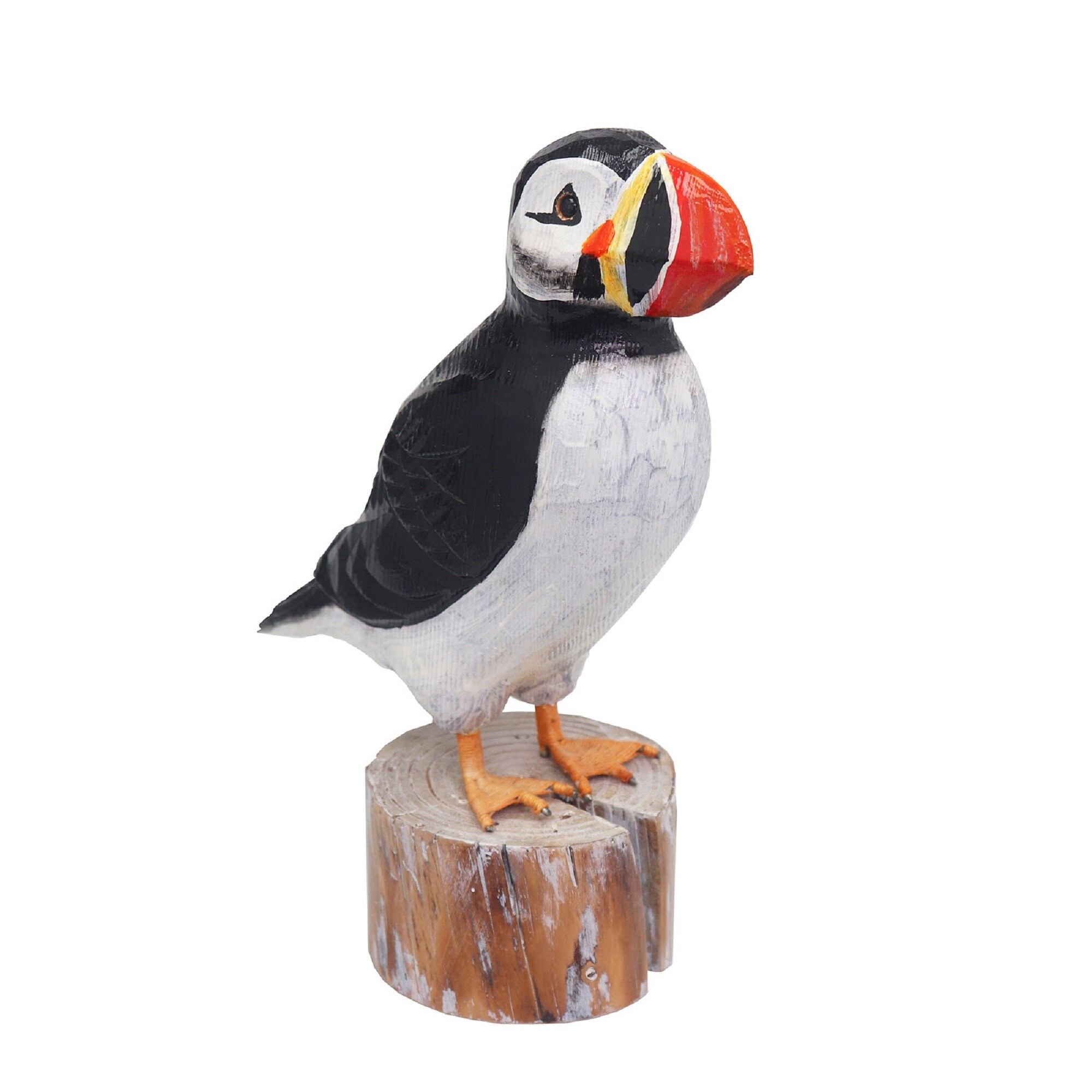 Hand Carved Wooden Puffin Garden Sculpture Ideal Gift Etsy UK