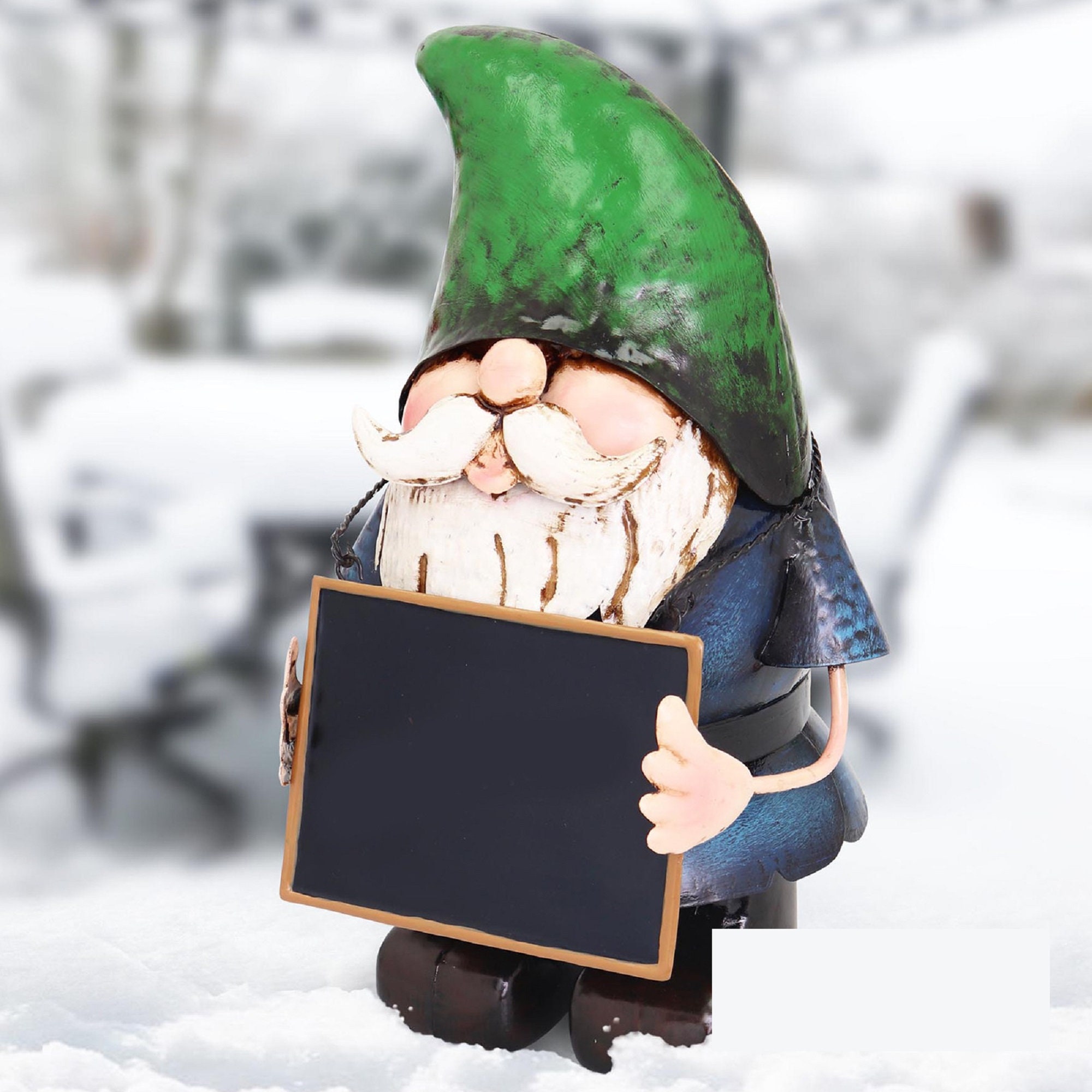 Metal Gnome With Chalk Board Hand Crafted Garden Sculpture Etsy UK