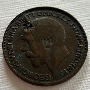 Antique Vintage Coin 1921 British English UK Farthing Damaged Rare Collectible Coin Numismatics European Coin English Pre-WWI Era Coin