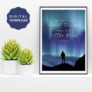 Aspire for Greatness / Saint Augustine / Digital Download / Wall Art / Home Decor / Christian Art / Faith