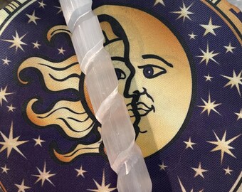Polished Selenite Wand | Carved 6 Inch Crystal Wand for Cleansing and Energy Work
