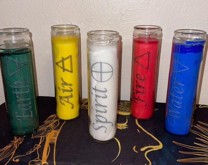 Elemental Candle Set | Earth, Air, Fire, Water, Spirit | Wiccan Ritual ...