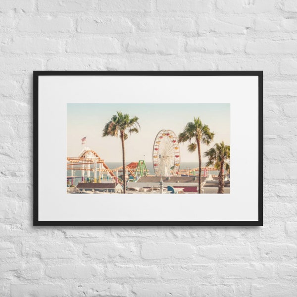 Retro-Poster Santa Monica Pier, Kunstdruck Riesenrad Kalifornien, Vintage Travel
