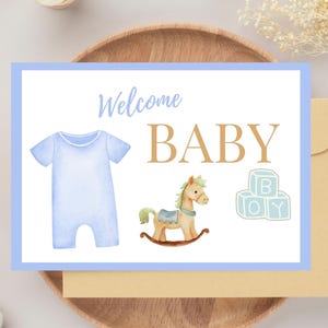Cartão de boas-vindas para bebê, cartão-presente para recém-nascido, cartão para chá de bebê, cartão de chegada de bebê, download instantâneo, PDF, JPG