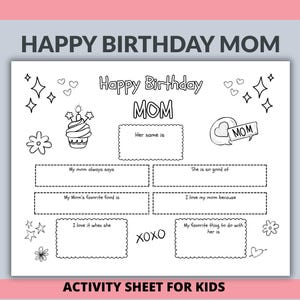 Alles über Mama Tätigkeitsblatt, Printable alles über Mama, füllen Sie die Lücken, Malseite, sofortiger Download, Kinder Geschenk für Mama