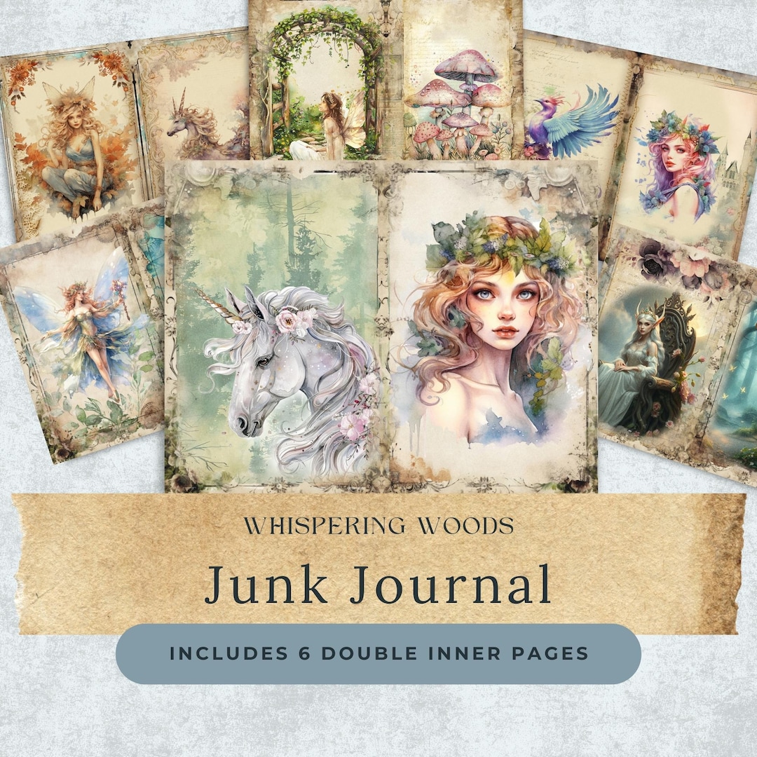 Printable Junk Journal Pages, Forest Fairies & Mythical Creatures, 8.5 ...