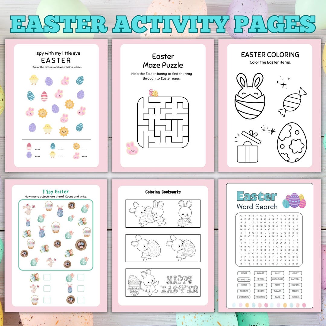 Easter Activity Pack for Kids, Printable 35-page Spring Holiday Fun ...