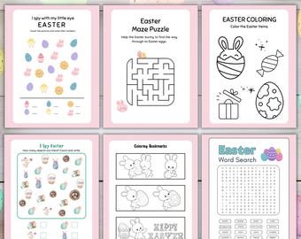Easter Activity Pack for Kids, Printable 35-Page Spring Holiday Fun Bundle, Instant Download