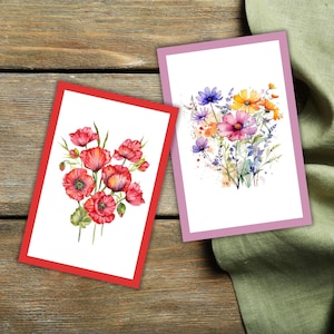 Tarjetas de notas imprimibles para cualquier ocasión, papelería, tarjetas de agradecimiento, 4x6" (6 tarjetas planas y 6 plegables), tarjeta en blanco, más sobre A6