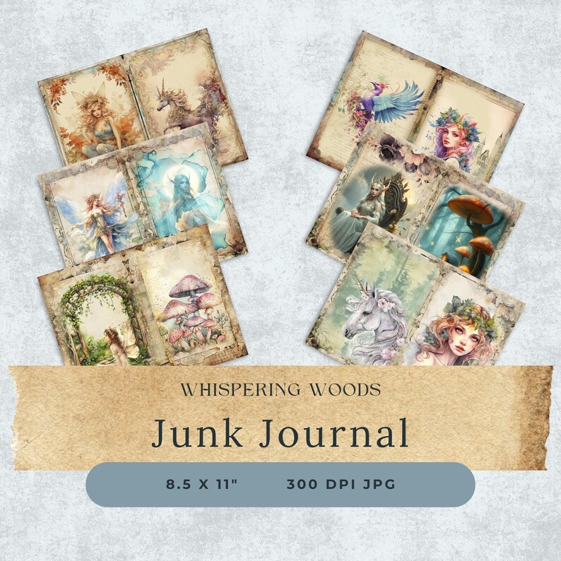 Printable Junk Journal Pages, Forest Fairies & Mythical Creatures, 8.5 ...