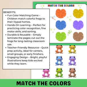 Frog Color Matching Game: Lilypad Activity, Preschool Printable (US ...
