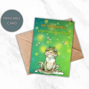 Printable Happy Birthday Card, Humorous Frog Frog Birthday Card, Funny Toad Design, Instant Download, DIY Card, Digital Card