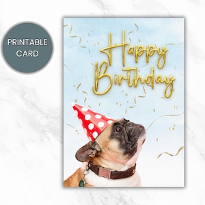 Alles Liebe zum Geburtstag, Geburtstagskarte mit Französischer Bulldogge, Süßes Hündchen Design, Sofort Download, Digitale Karte, PDF
