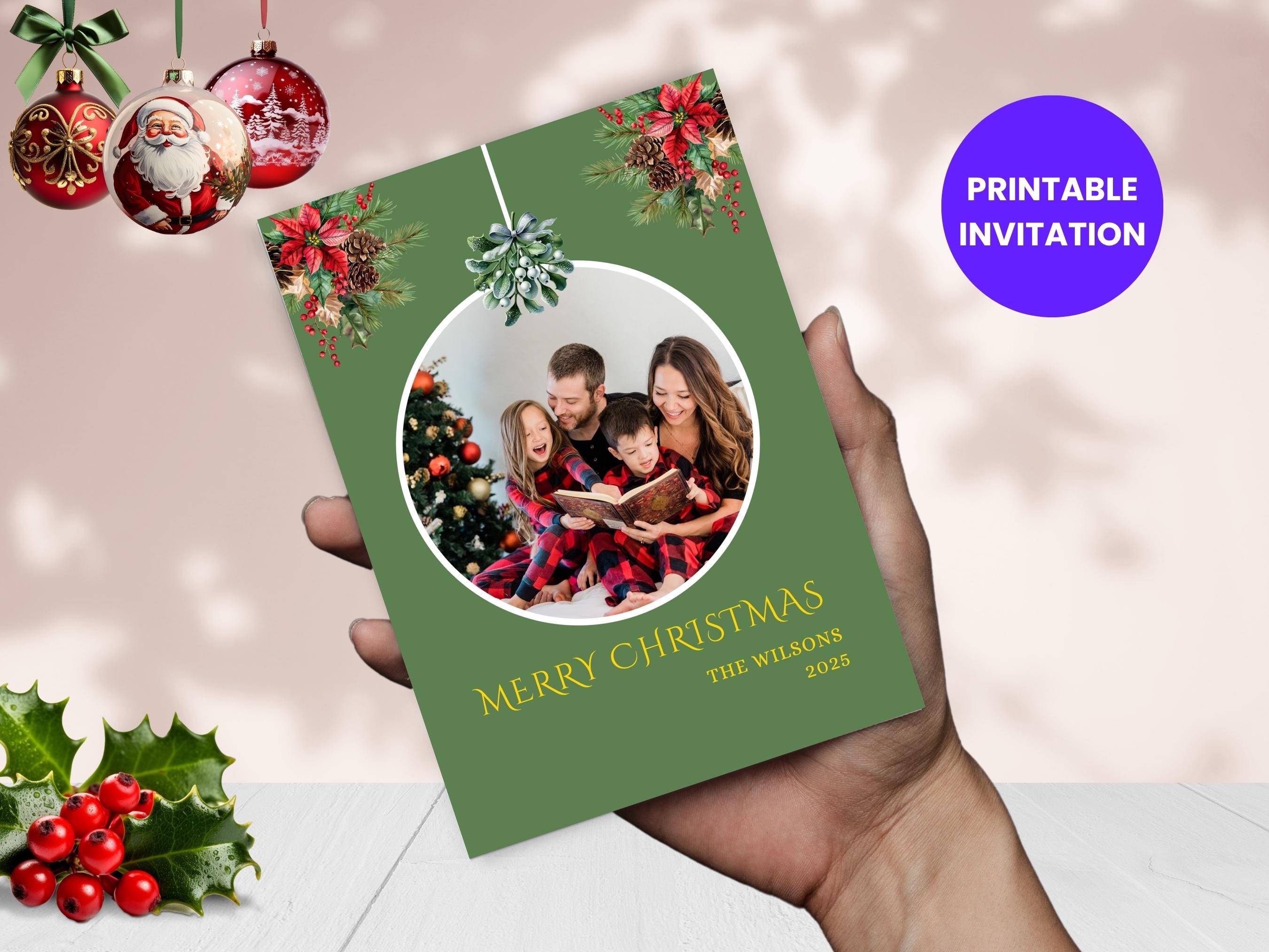 Editable Family Photo Christmas Card: Canva Template (digital Download ...