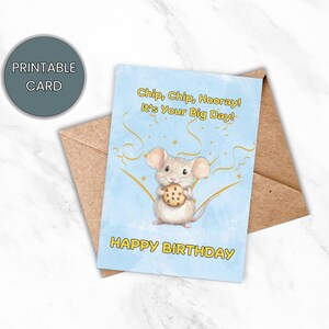 Alles Gute zum Geburtstagkarte für Kind, süßes Cookie-Maus-Design, alles Gute zum Geburtstagkarte für Jungen oder Mädchen, Sofort Download, digitale Karte.