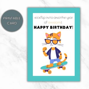 Cartão de Feliz Aniversário para Imprimir - Cartão de Aniversário para Adolescentes, Cartão de Aniversário para Skatistas, Download Instantâneo, Imprimir em Casa, Cartão Digital, Cartão Faça Você Mesmo