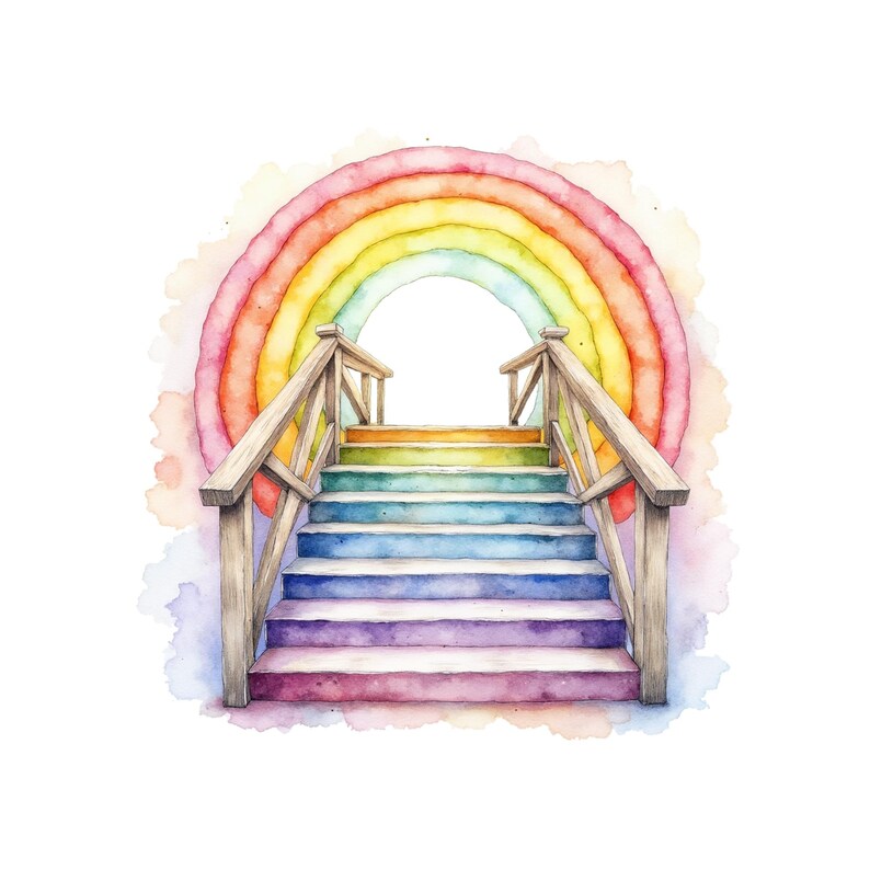 Rainbow Bridge Pet Memorial Clipart Pack, Angel Cat Dog Pngs ...