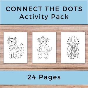 Connect the Dots Activity Pack for Kids | Printable Dot to Dot Pages | Fun Preschool & Homeschool Busy Book | 24 Sheets