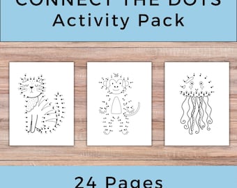 Connect the Dots Activity Pack: 24 Printable Pages, Preschool Busy Book (PDF Download)