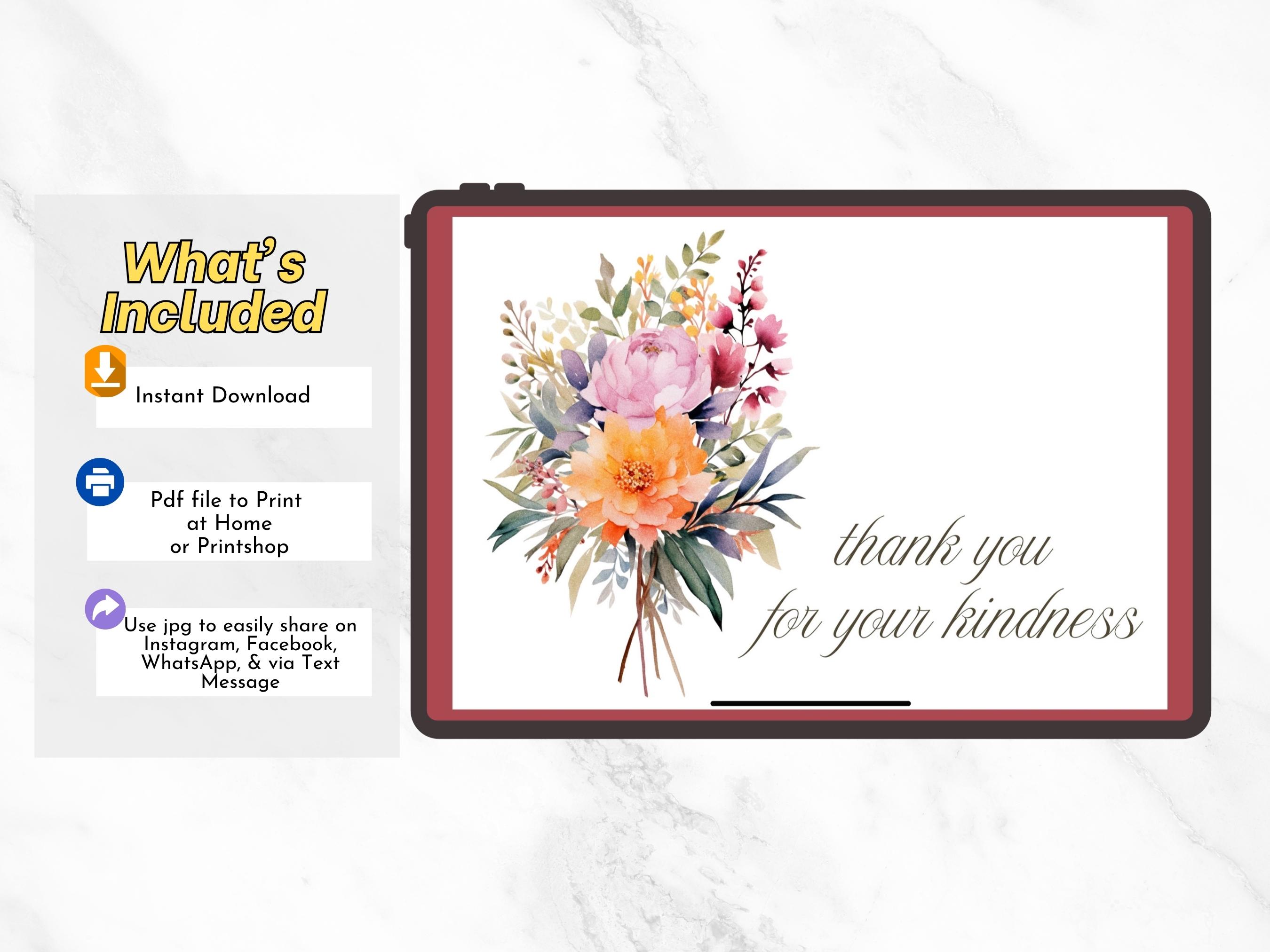 Floral Bouquet Thank You Card: Printable Design (digital Download ...