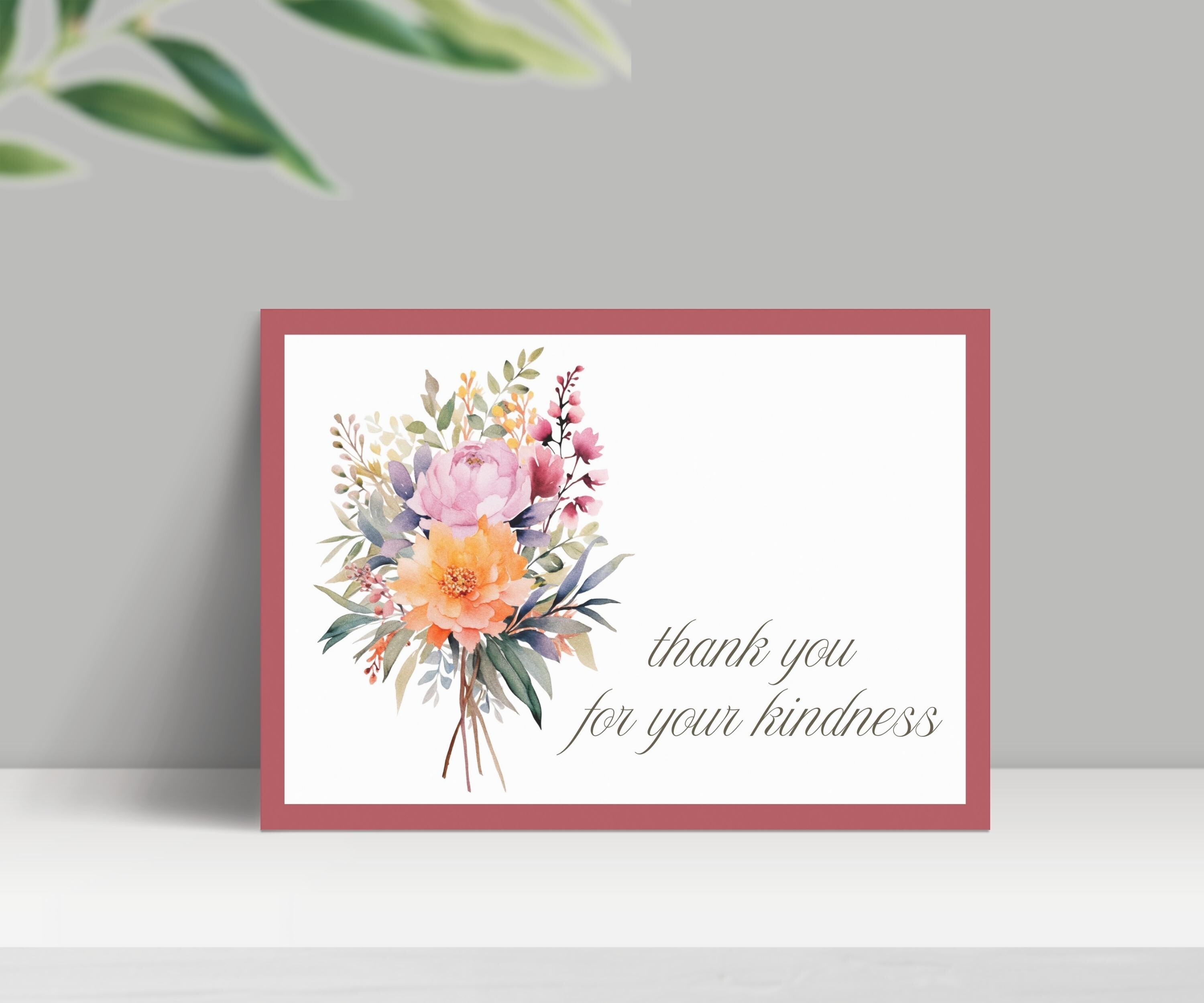 Floral Bouquet Thank You Card: Printable Design (digital Download ...