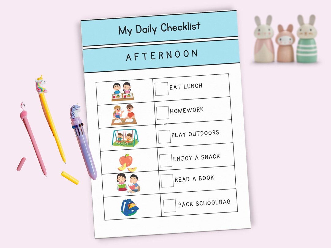 Kids Daily Checklist: Fun Chore Chart, Routine Tracker, PDF Download ...